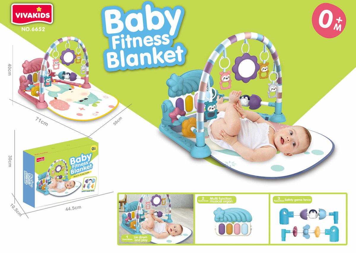 Baby fitness deken - Baby speelmat & Piano - Baby gymtapijt incl. speeltjes - VivaKids