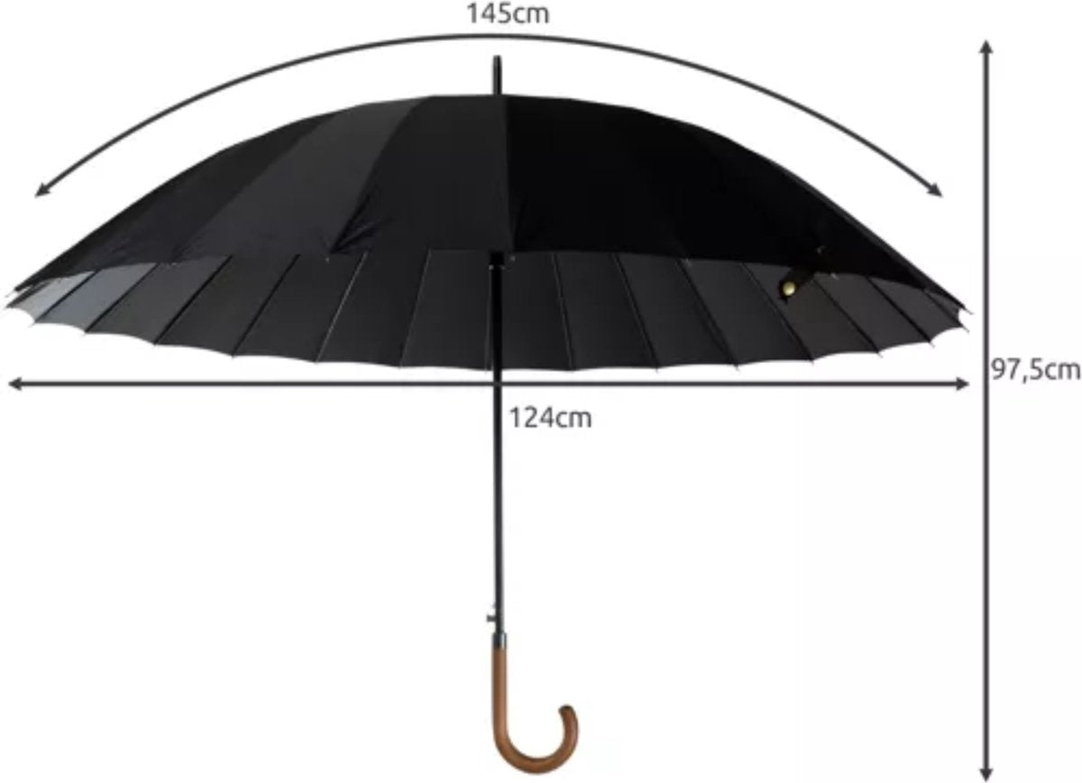 Luxe Smid Stormparaplu - Klassieke Paraplu - Doorsnee 124cm - Paraplu Zwart - Musthave