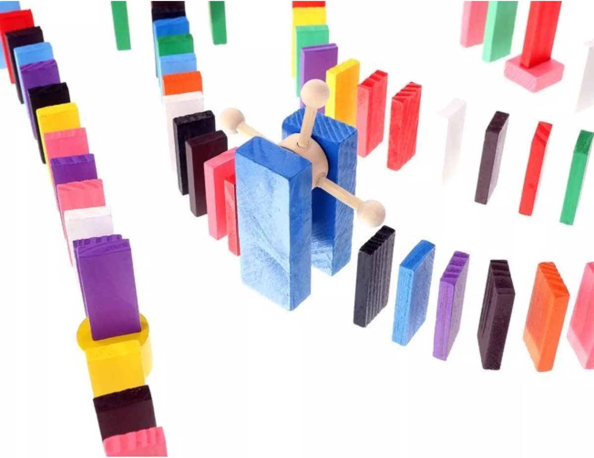 Extra Grote Domino Set van Hout - 1131 Delig met 1080 Domino Stenen & 45 Elementen - Vloerspel - voor Kinderen en Volwassenen - Verjaardag Cadeau Jongens en Meisjes