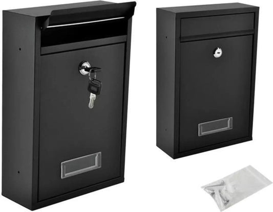 brievenbus zwart - 2 sleutels - met bevestigingsklep