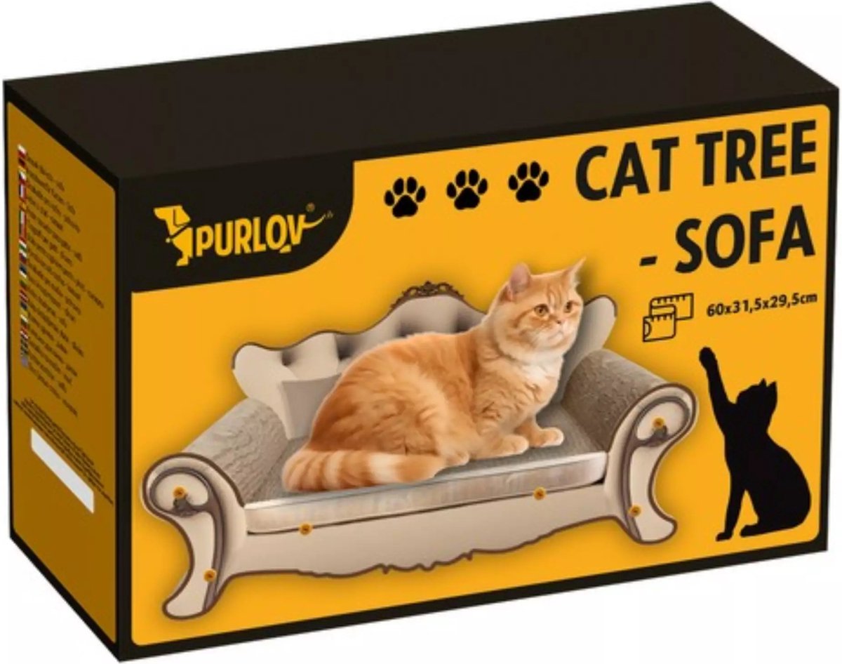 Purlov Krabpaal Sofa – Luxe Krabmeubel Sofa voor Katten – MDF en Karton