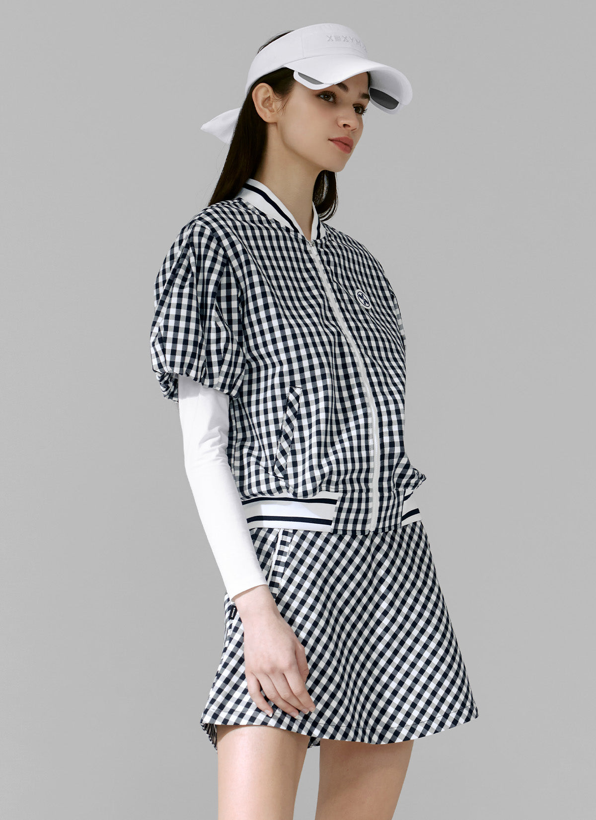 Check Puff Short-Sleeve Jumper