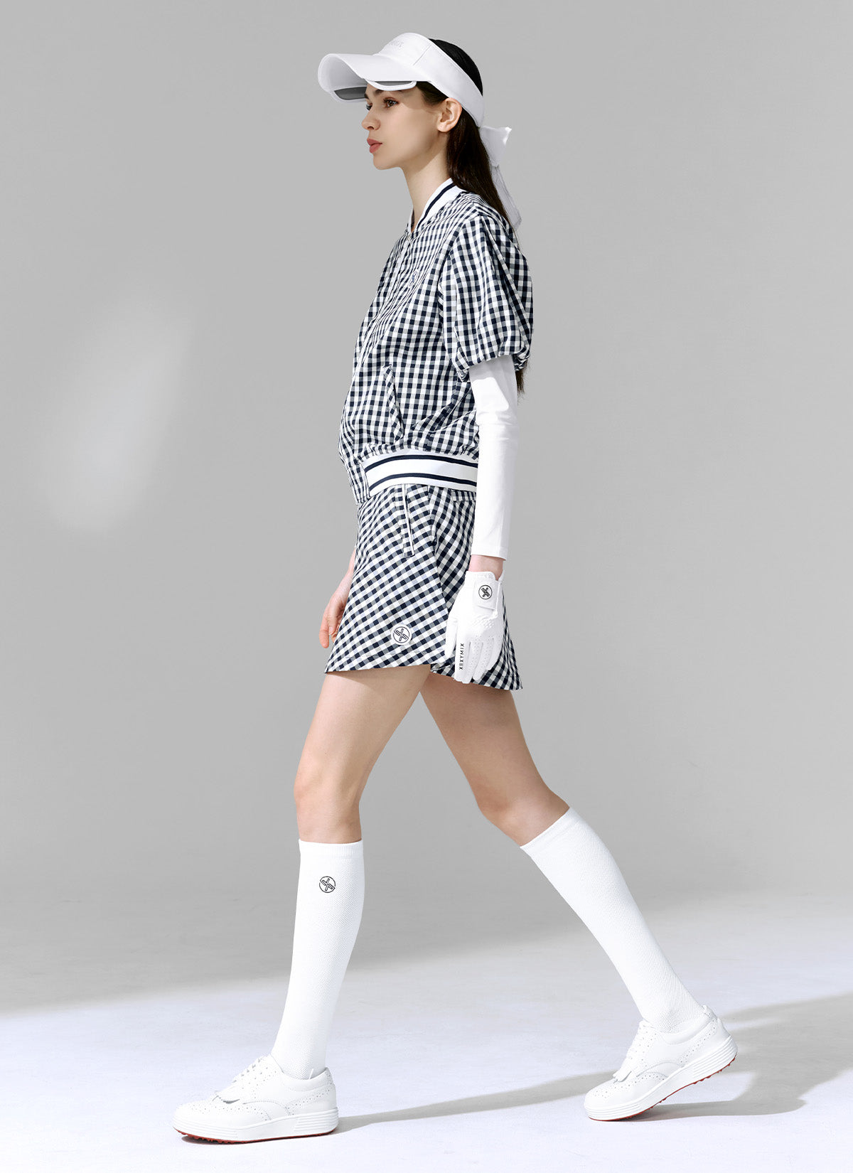 Check Puff Short-Sleeve Jumper