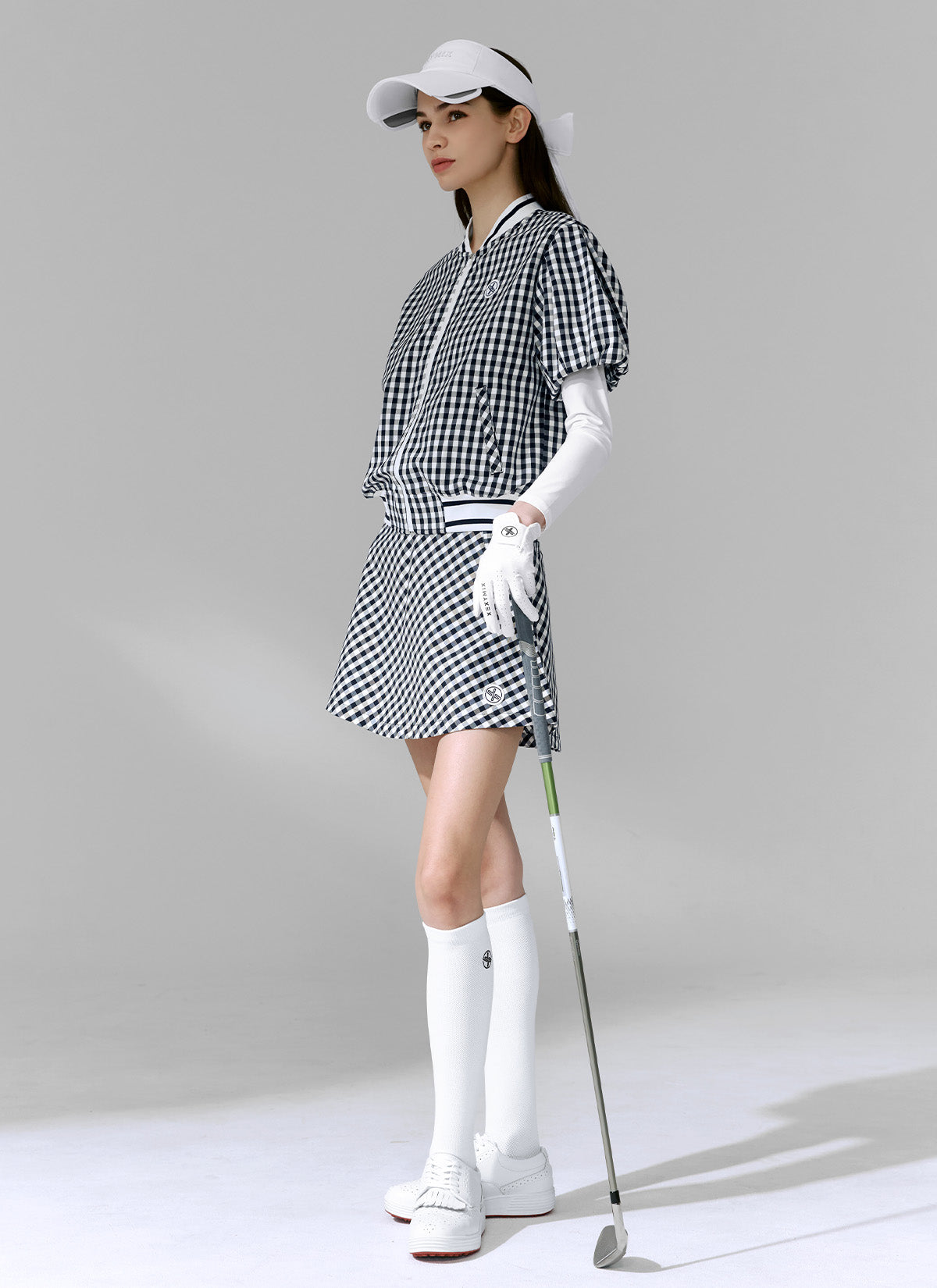 Check Puff Short-Sleeve Jumper