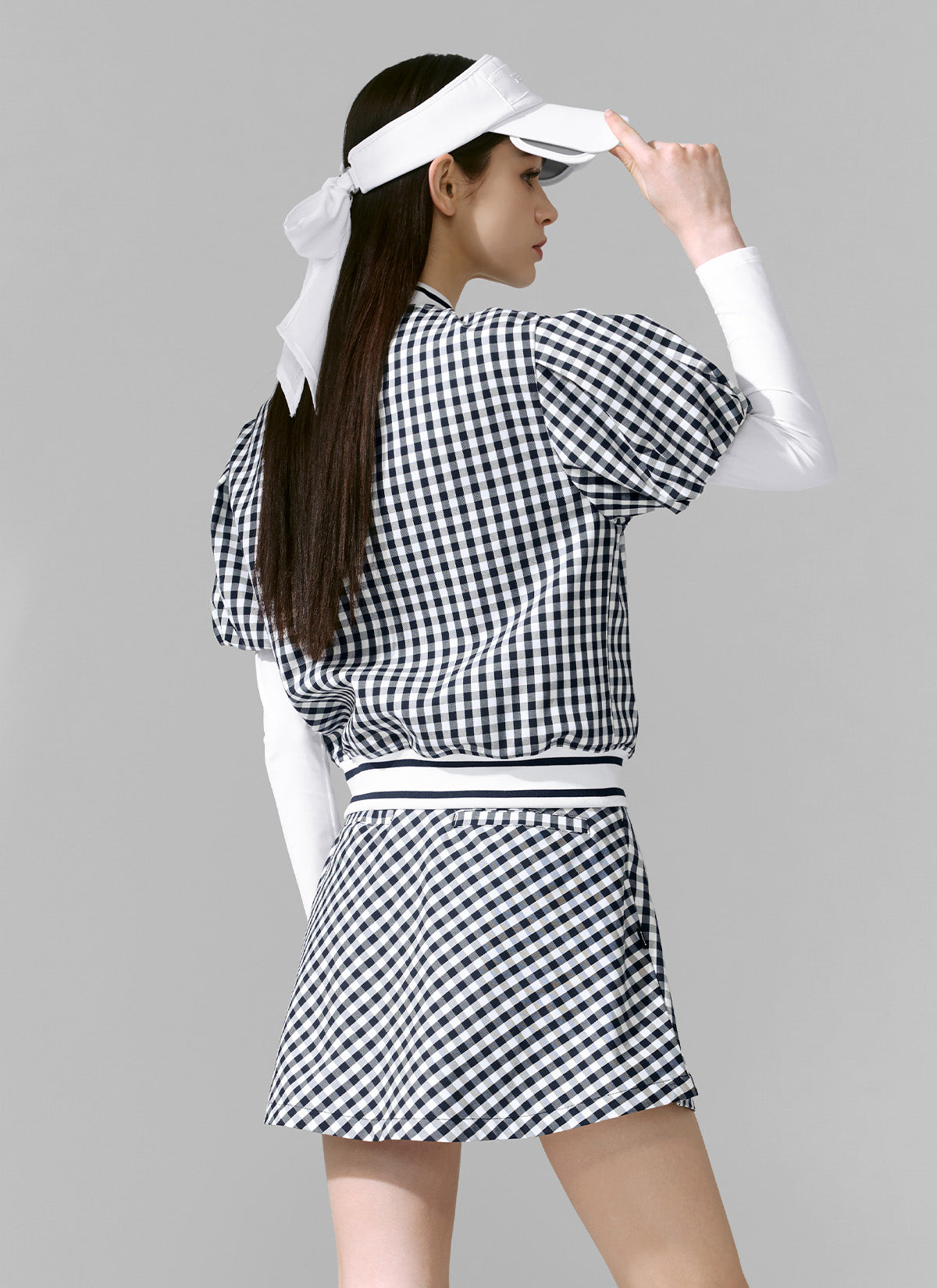 Check Puff Short-Sleeve Jumper