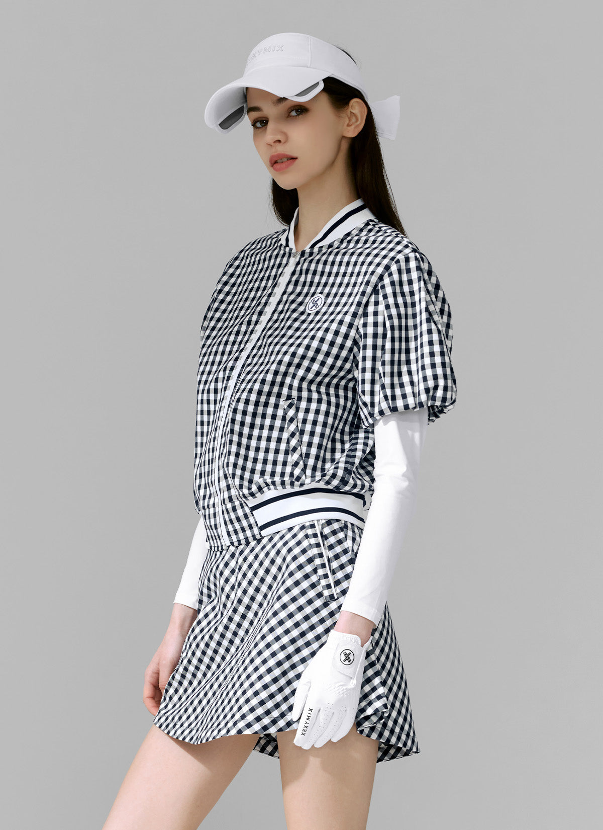 Check Puff Short-Sleeve Jumper