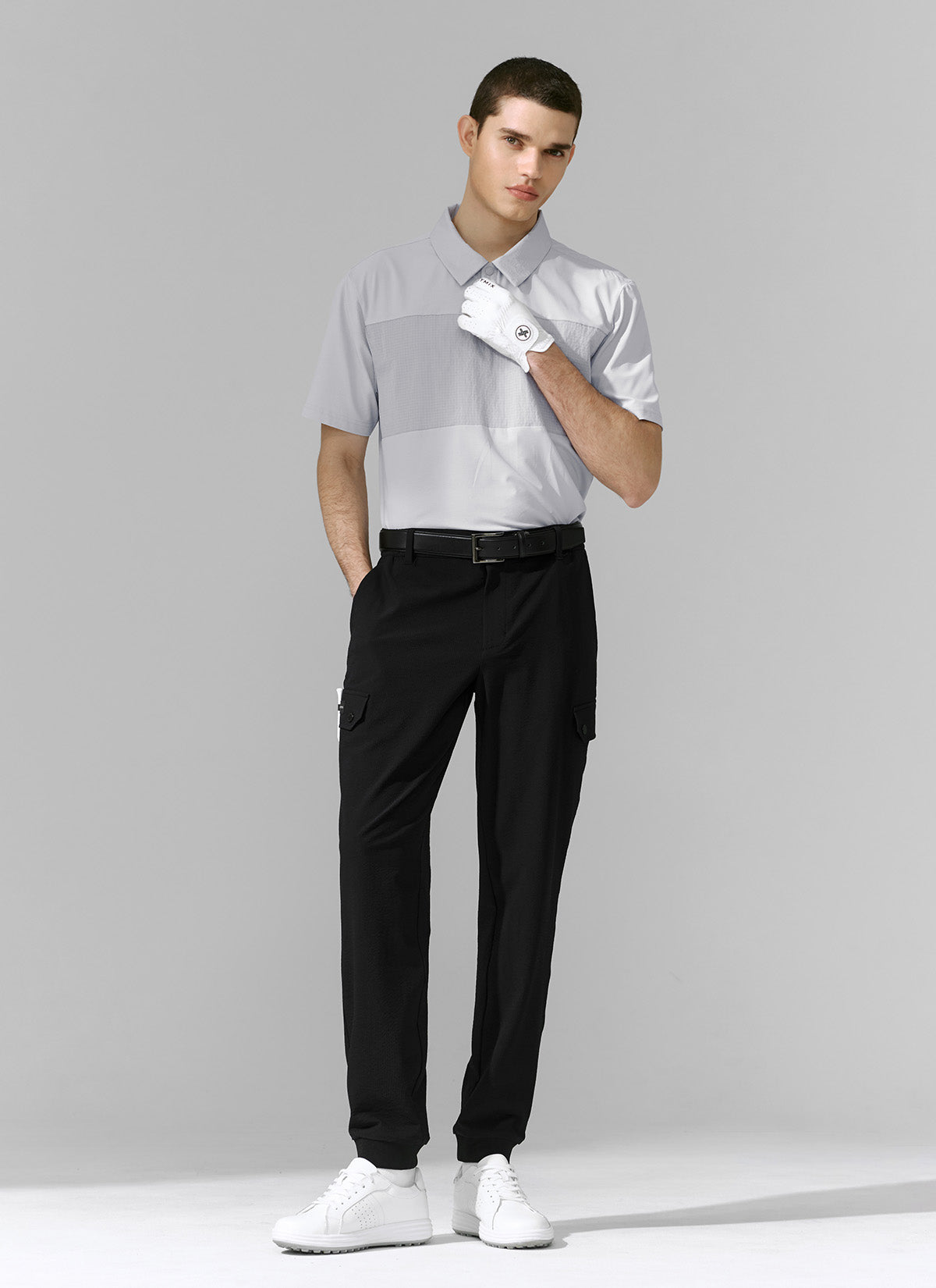 Seersucker Stretch Cargo Jogger Pants