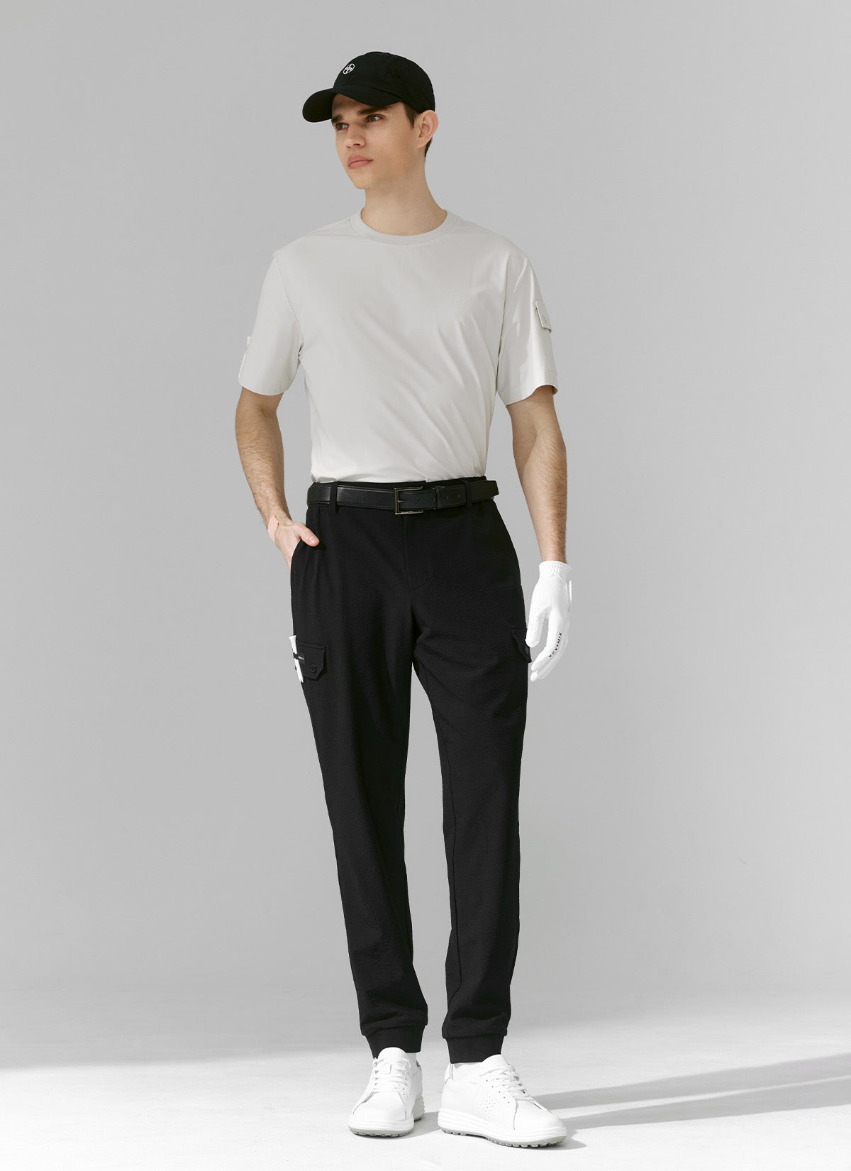 Seersucker Stretch Cargo Jogger Pants