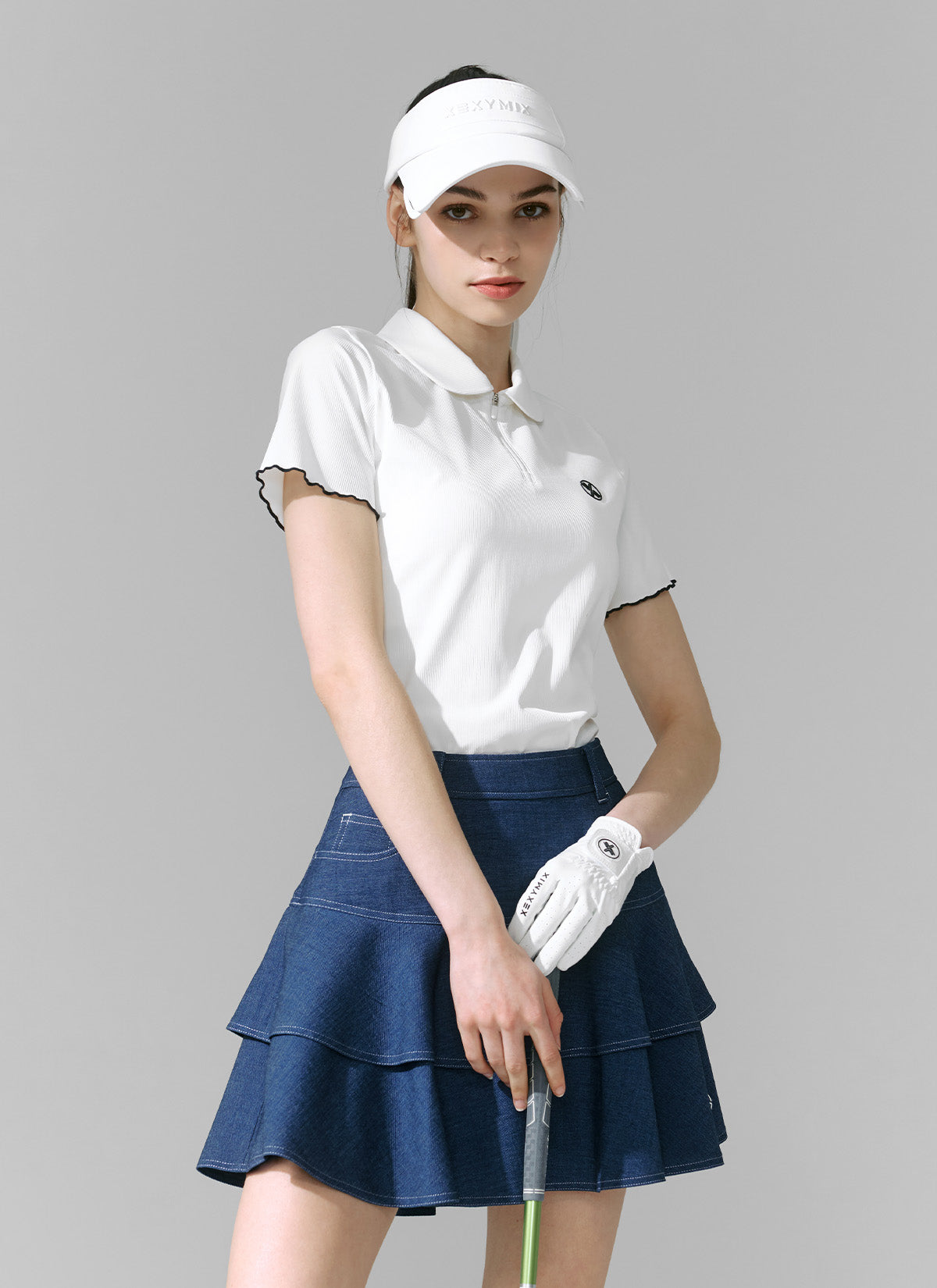 Denim-Like Flounce Culottes Skirt