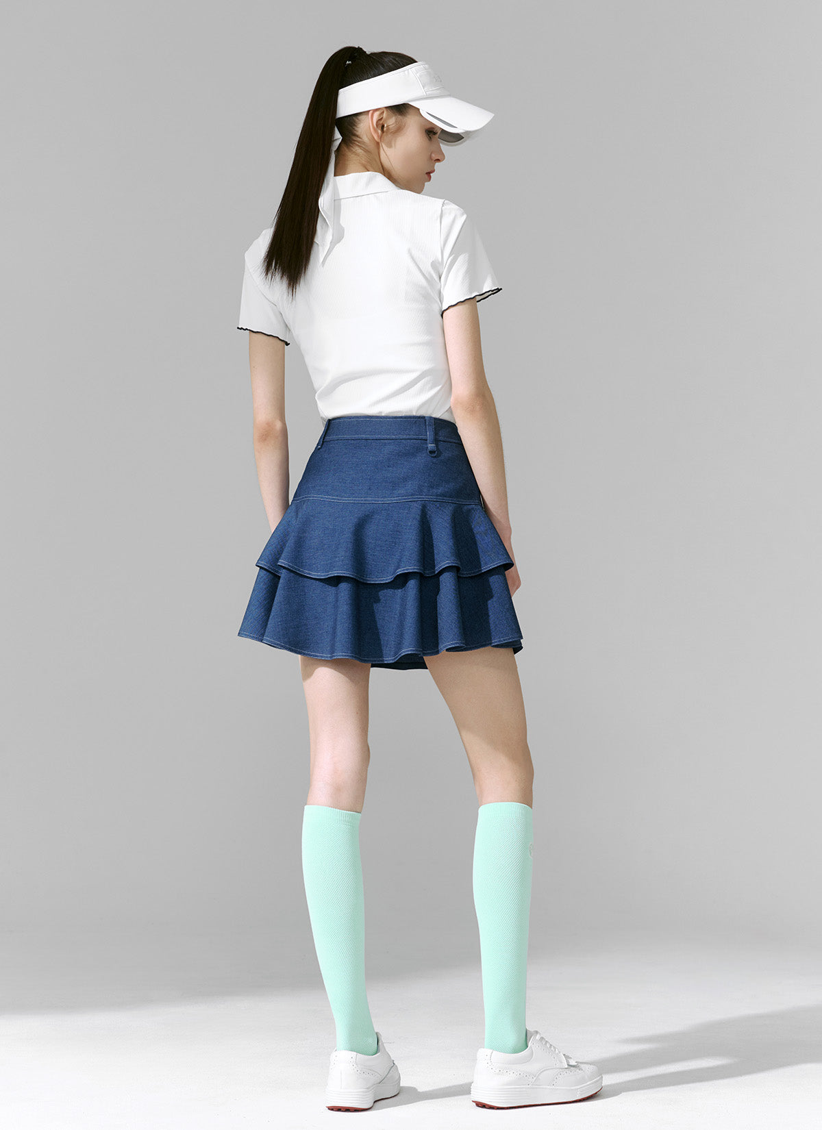 Denim-Like Flounce Culottes Skirt