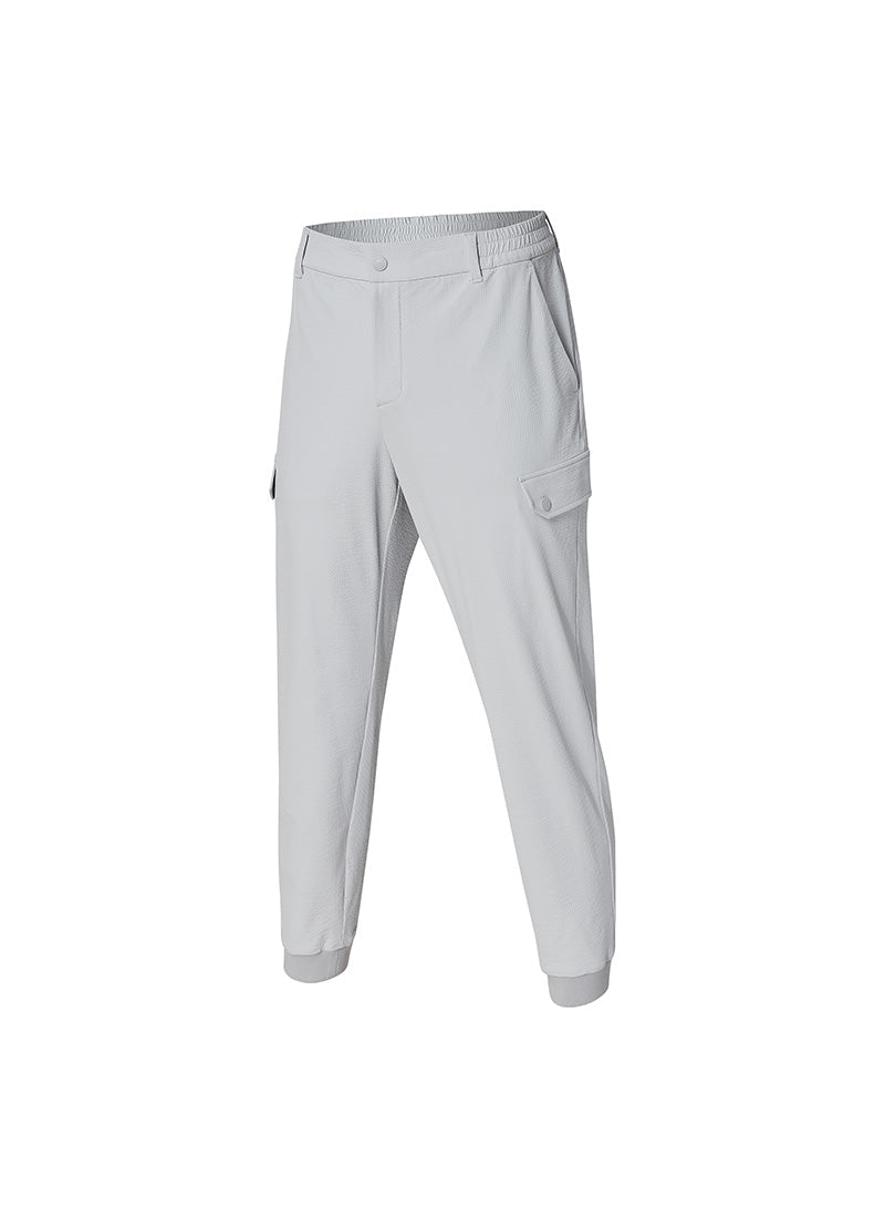 Seersucker Stretch Cargo Jogger Pants