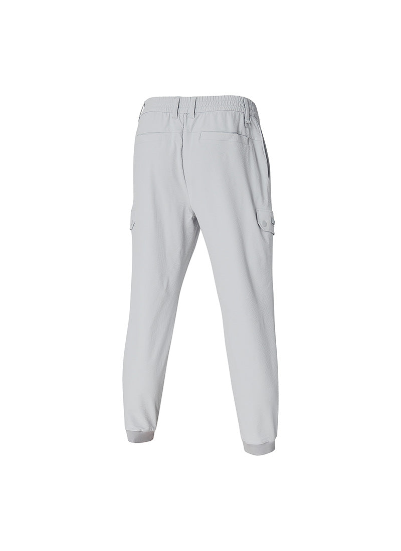 Seersucker Stretch Cargo Jogger Pants