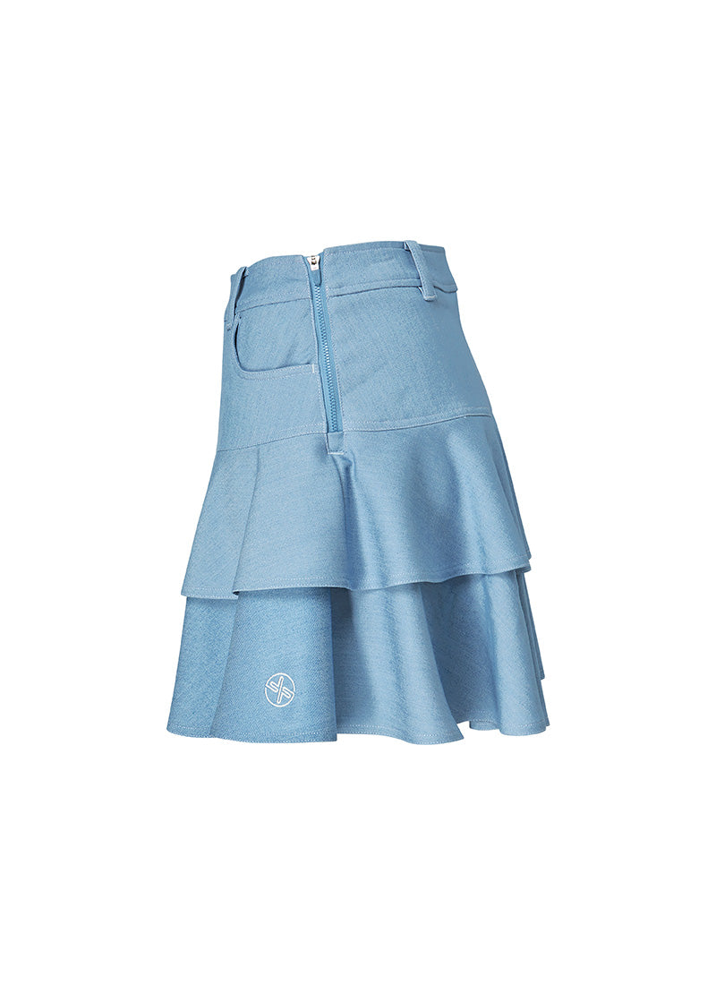 Denim-Like Flounce Culottes Skirt