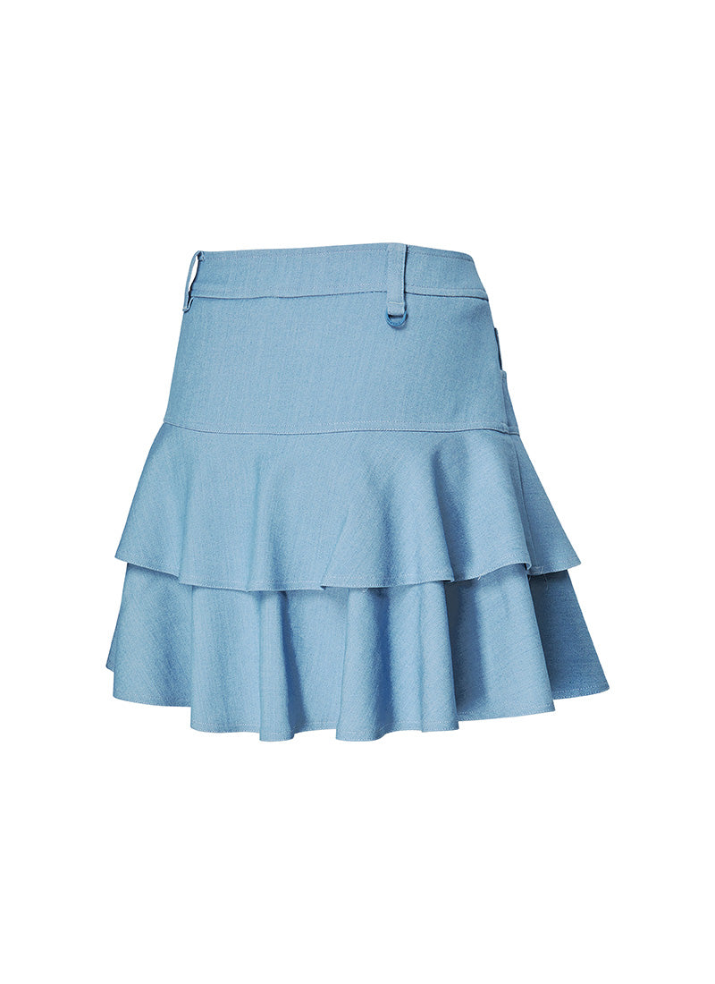 Denim-Like Flounce Culottes Skirt