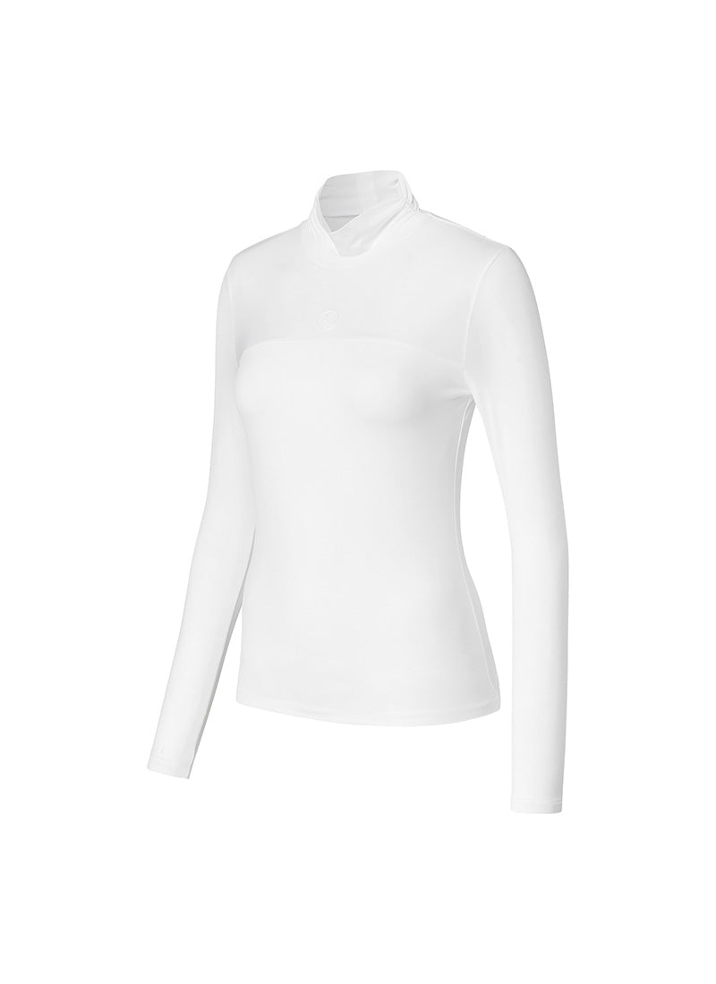 Shirring Grid Mock Neck Baselayer