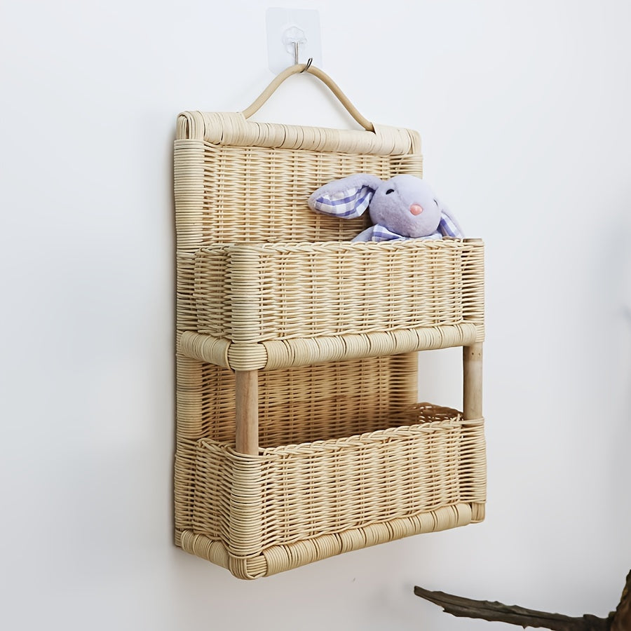 Vintage Nordic Style Rattan Wall-Mounted Basket - R3KL