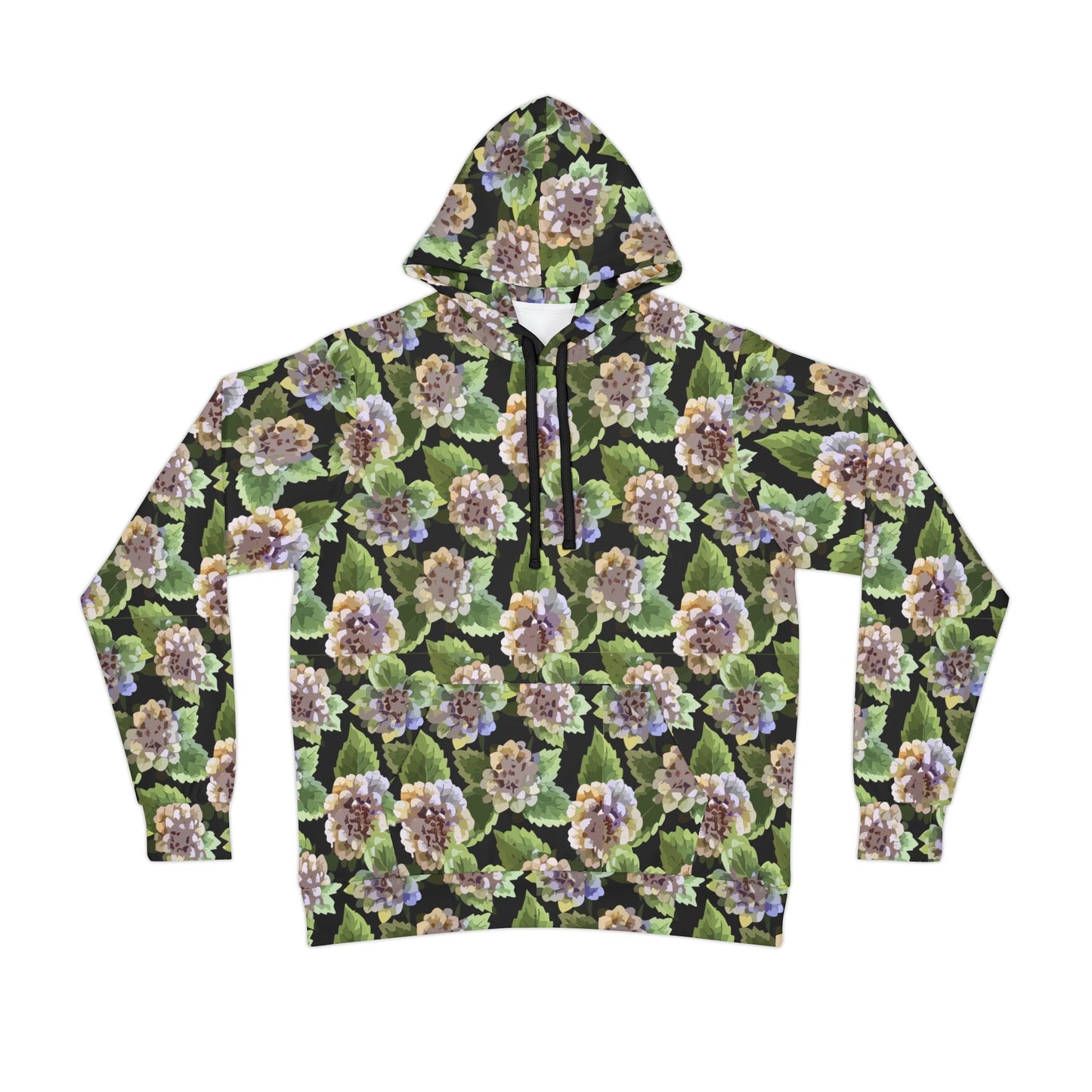 Floral Print Athletic Hoodie for Nature-Forward Fitness Dressers — 95% Recycled Polyester AOP, Adjustable Hood, Gym-to-Street Nature Statement