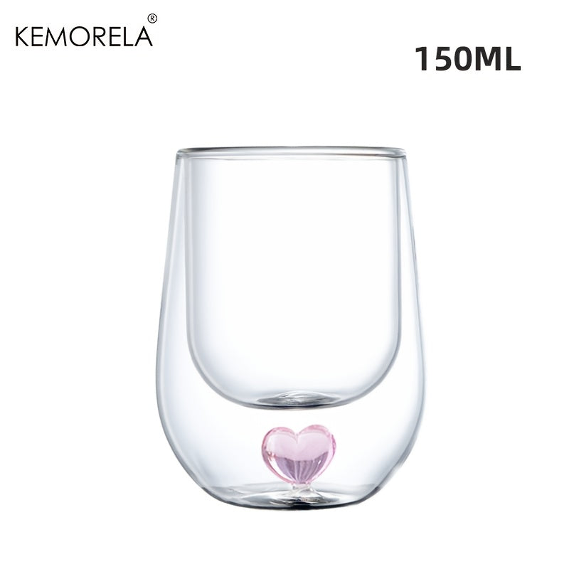 Love Heart DoubleLayer Glass Cup-4WZ1
