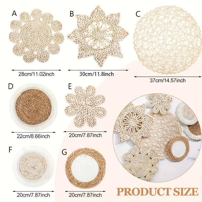 7 Style Boho Wall Baskets Hanging Rustic Rattan Decor - SL2M