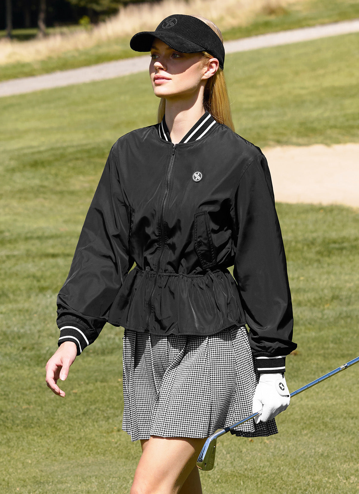 Houndstooth Pleated Skirt