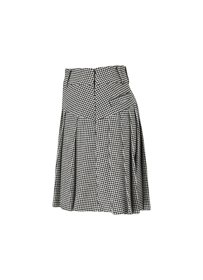 Houndstooth Pleated Skirt