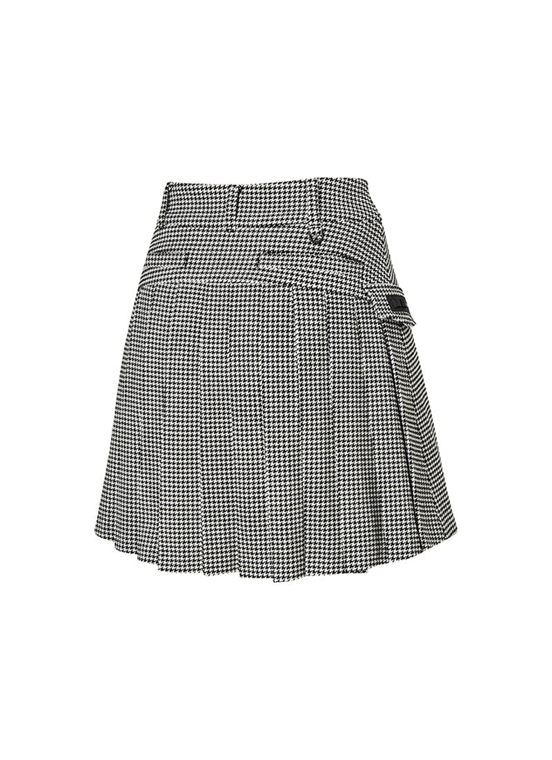 Houndstooth Pleated Skirt