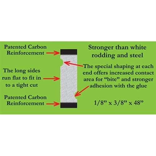 Carbon Fiber Rodding Bar 1/8" x 3/8" x 48" x 100 Bars