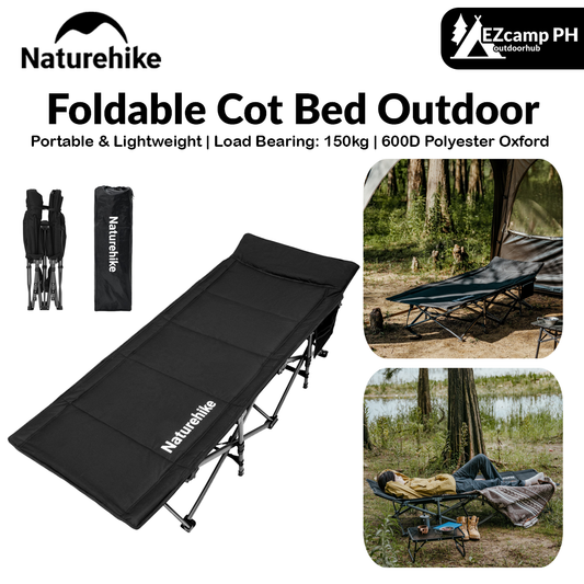 Naturehike Foldable Cot Bed Outdoor Compact Integrated Storage Lightweight Load Capacity 150kg Breathable No Assembly Required Iron Pipe Camping