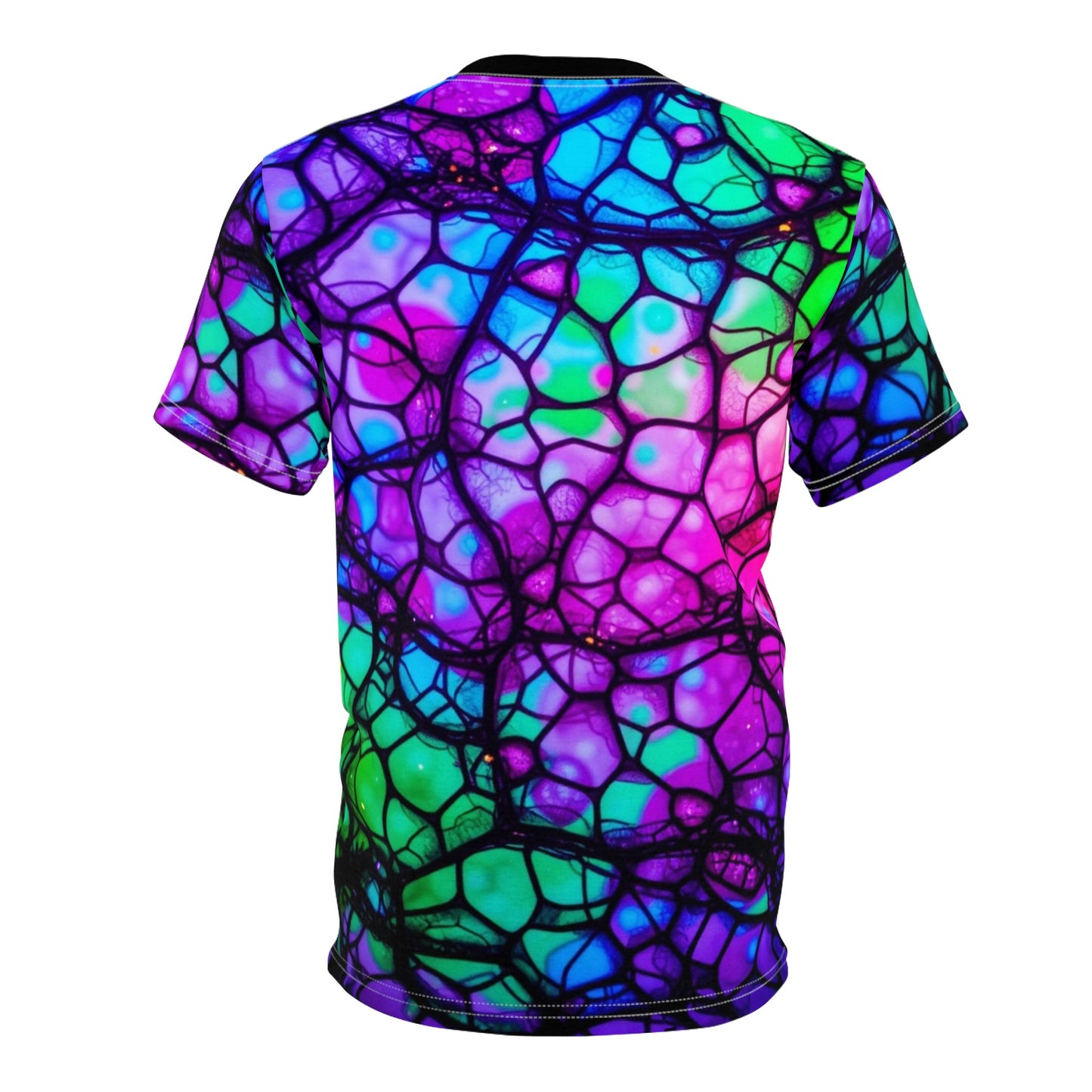 Psychedelic Web Unisex Tee – Vibrant Abstract Cut & Sew T-Shirt | Festival Fashion & Streetwear Vibes