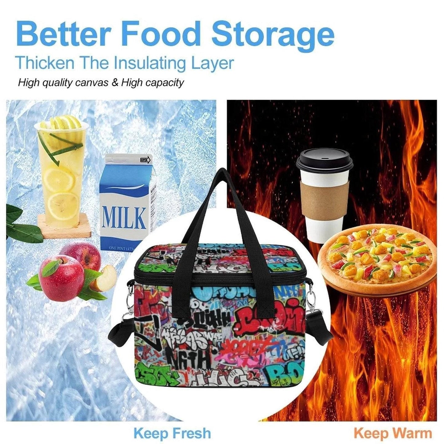 Graffiti Art Portable Cooler Bag | Insulated Maximalist Festival Tote for Beach, Rave & Bold Days Out