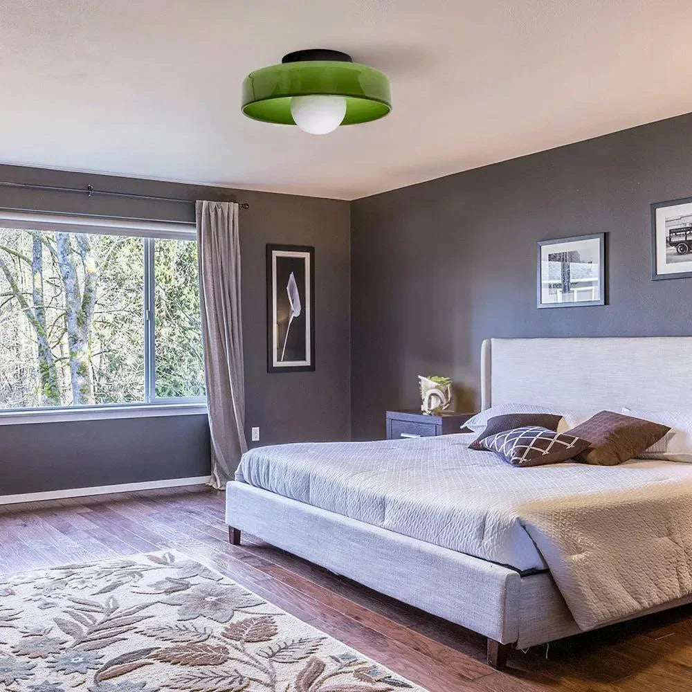 Scandinavian Glass Disc Ceiling Light With Flush Mount Design