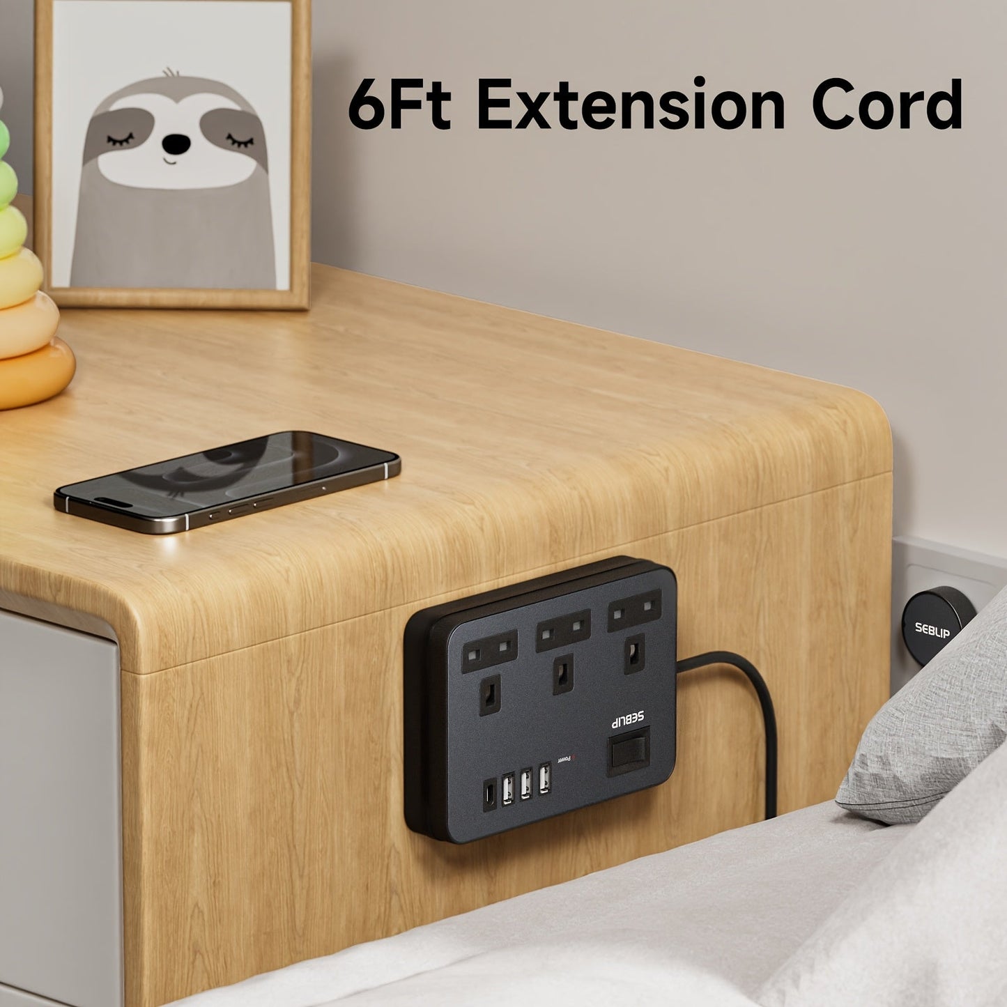 7in1 Flat Plug Power Strip- HMT17PP