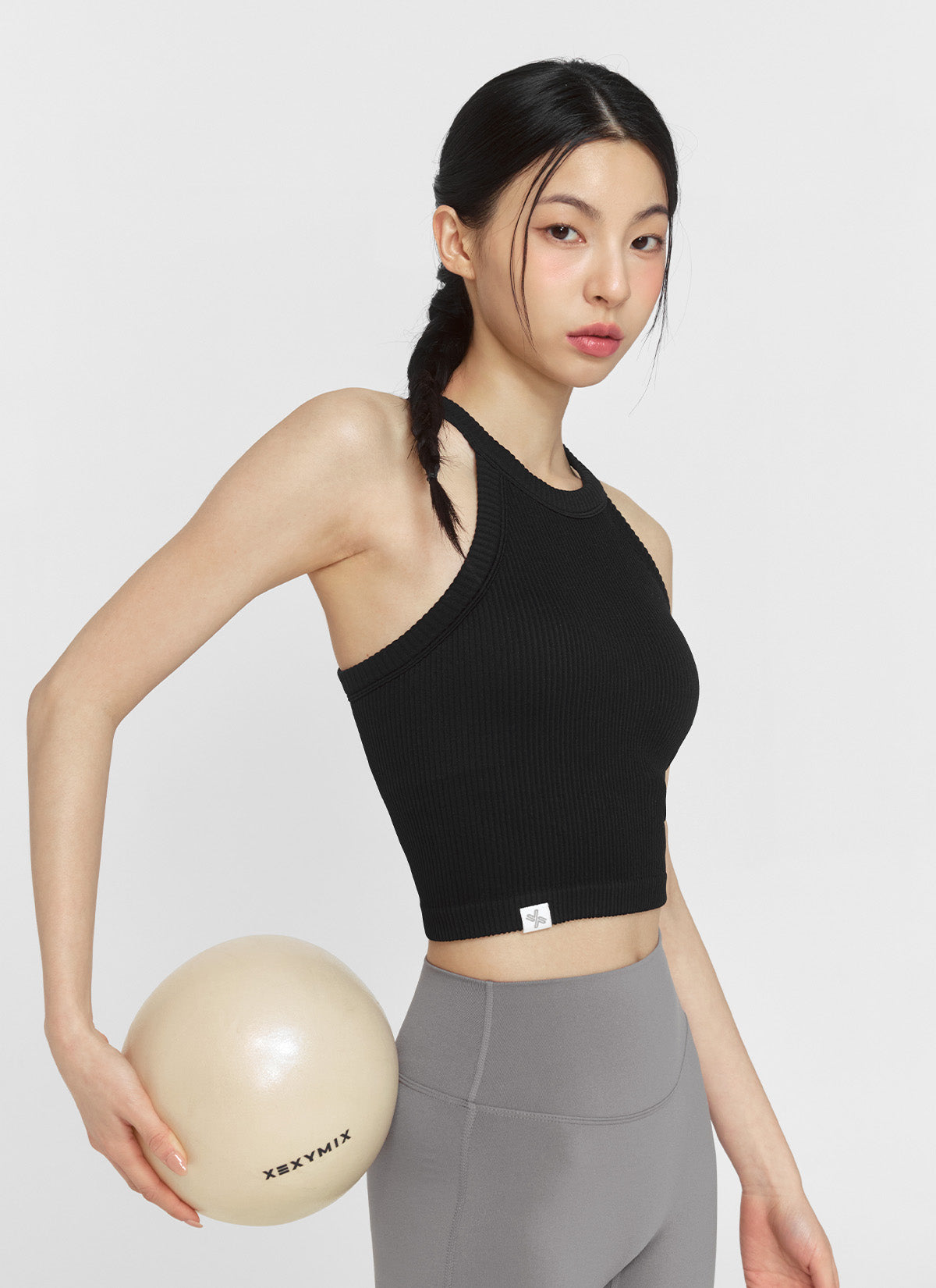 Ribbed Seamless Halter Neck Crop Top