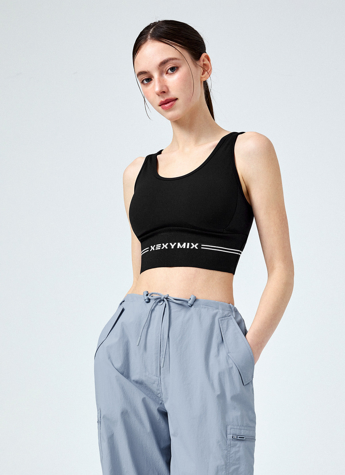 Black Label Power Rise Logo Banding Bra Top