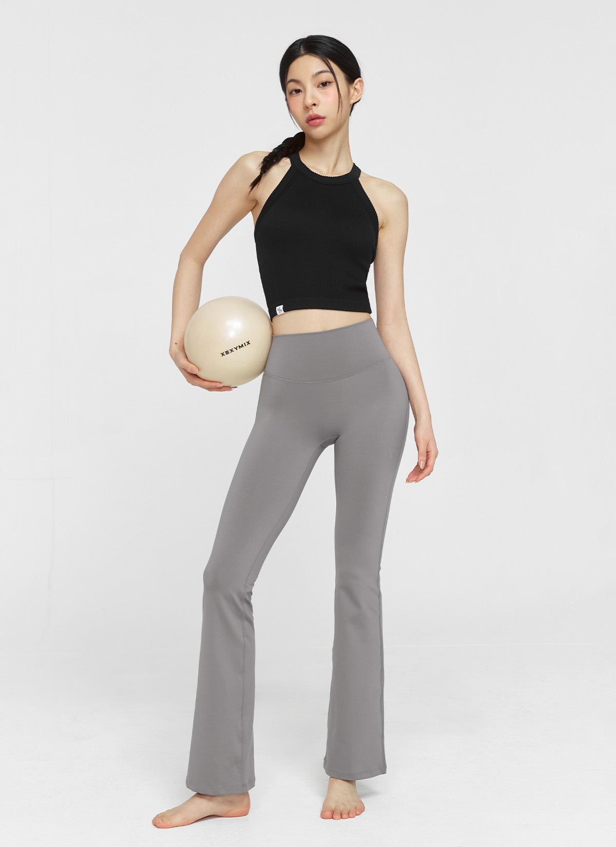 Ribbed Seamless Halter Neck Crop Top