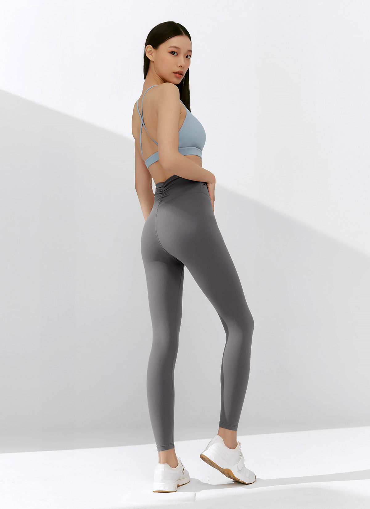[1+1] Black Label Power Rise Shirring Leggings