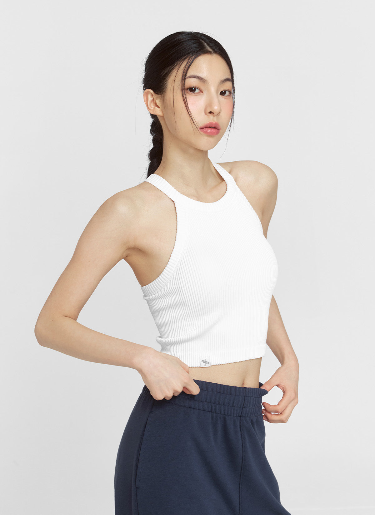 Ribbed Seamless Halter Neck Crop Top