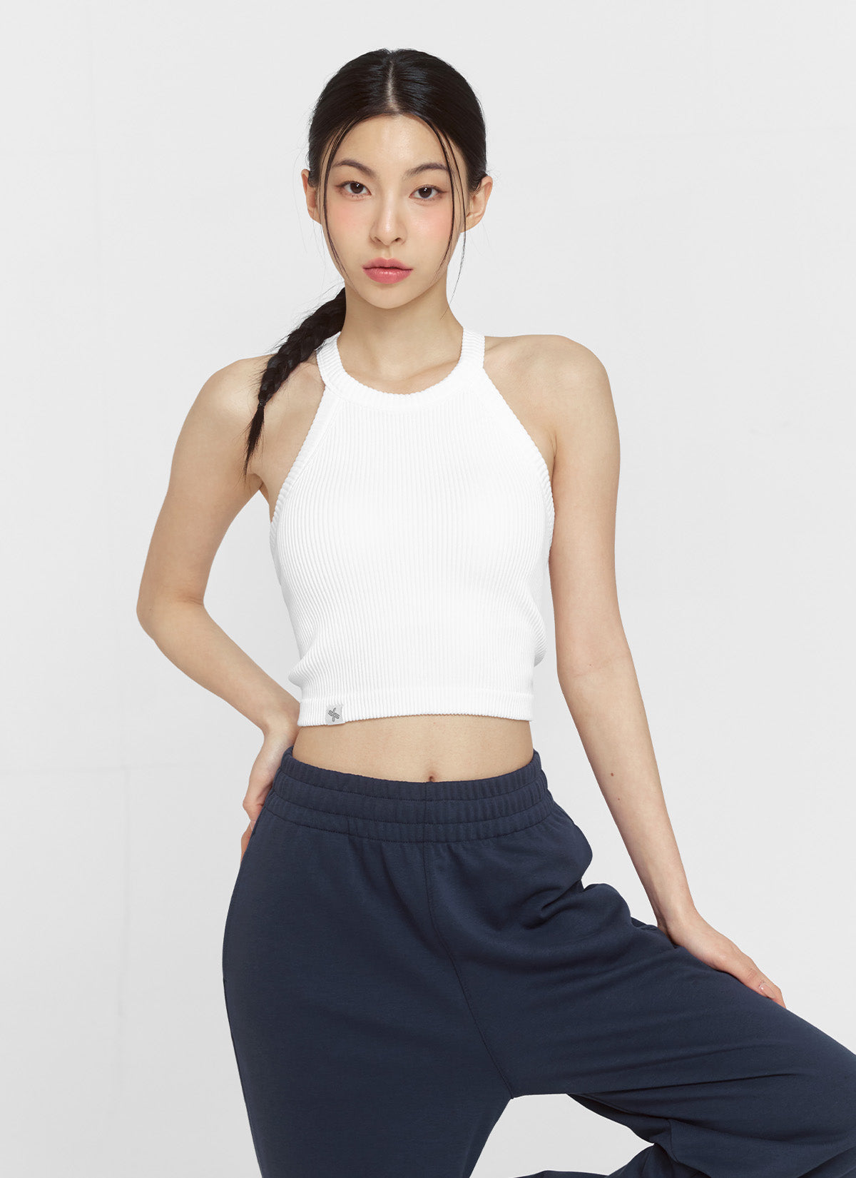 Ribbed Seamless Halter Neck Crop Top