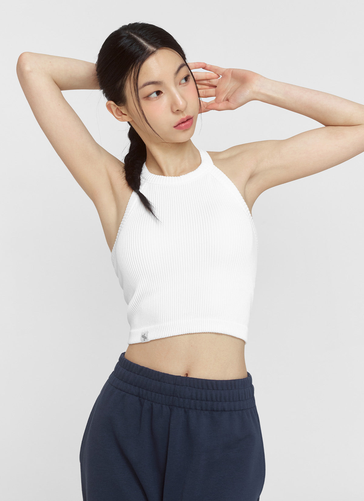 Ribbed Seamless Halter Neck Crop Top
