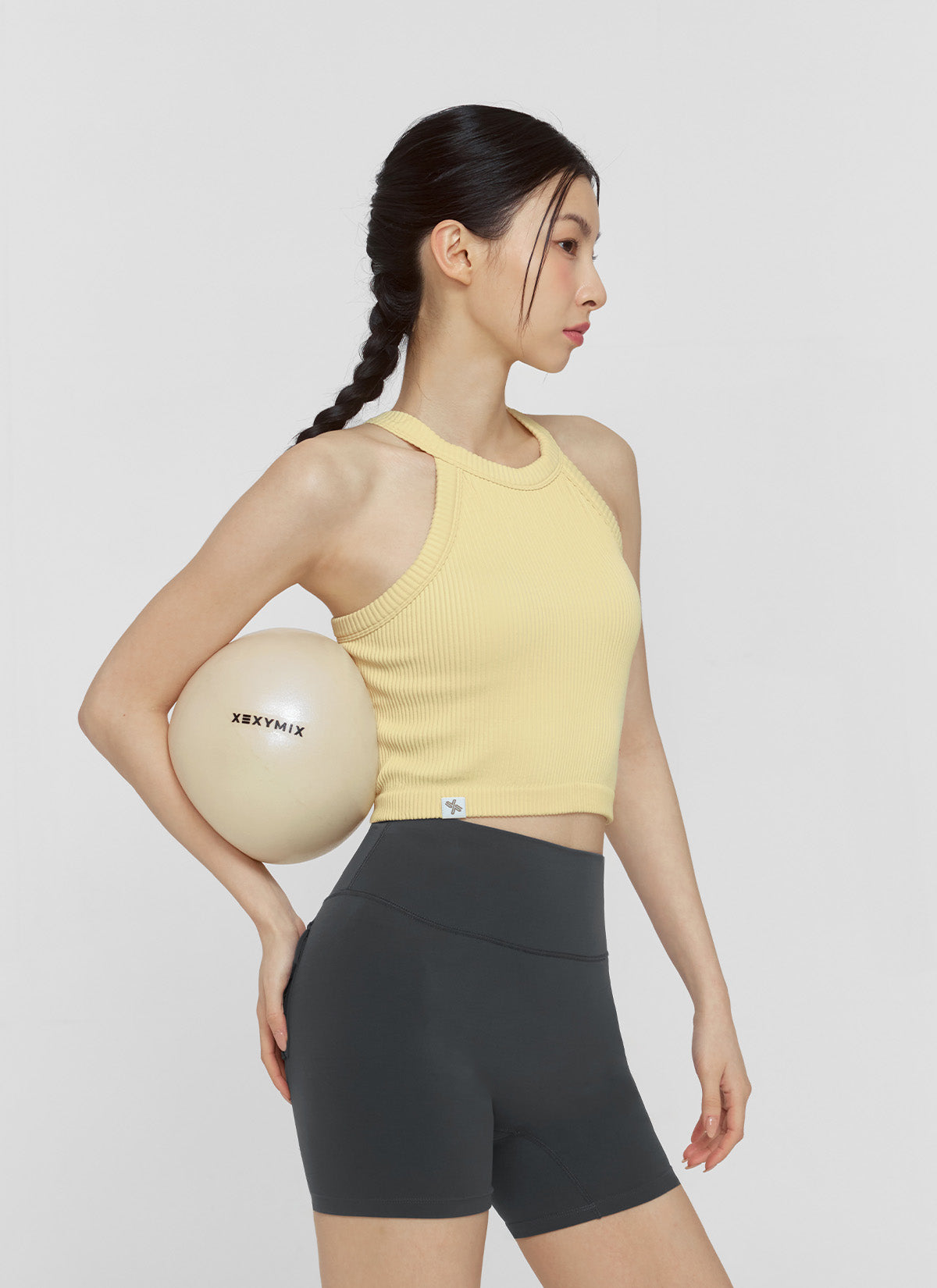 Ribbed Seamless Halter Neck Crop Top