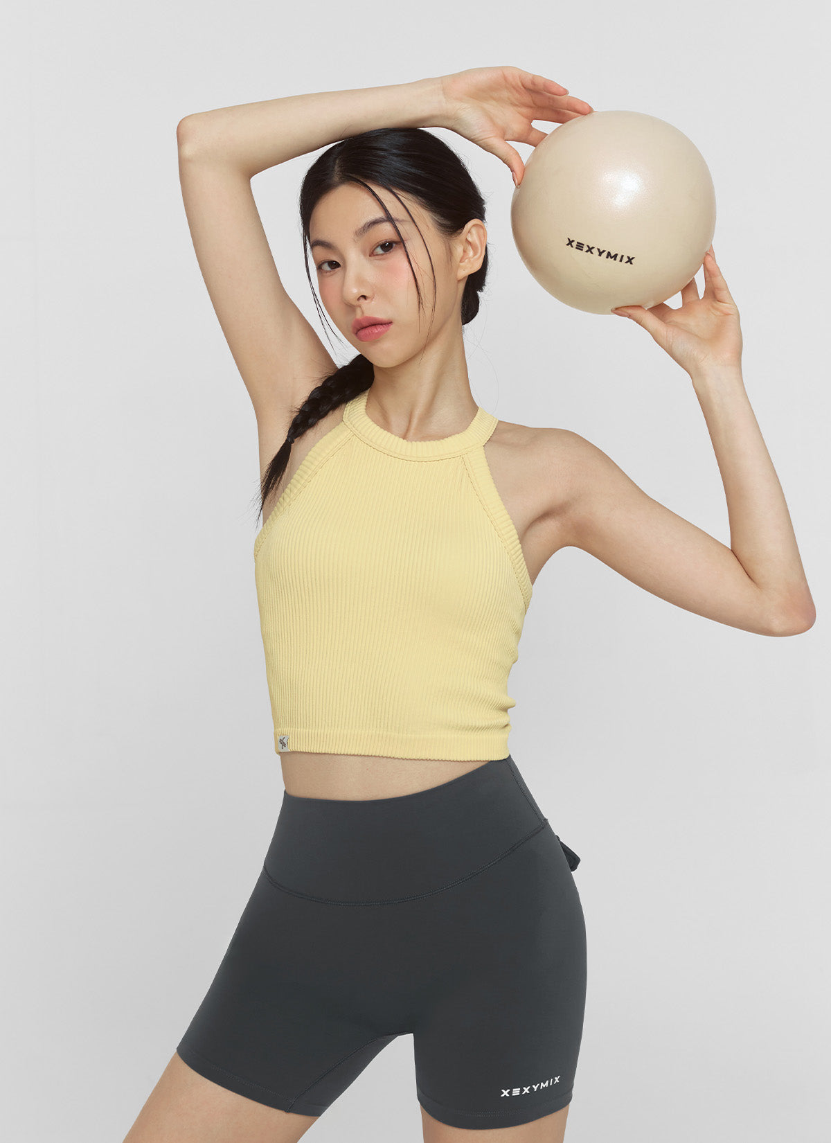 Ribbed Seamless Halter Neck Crop Top