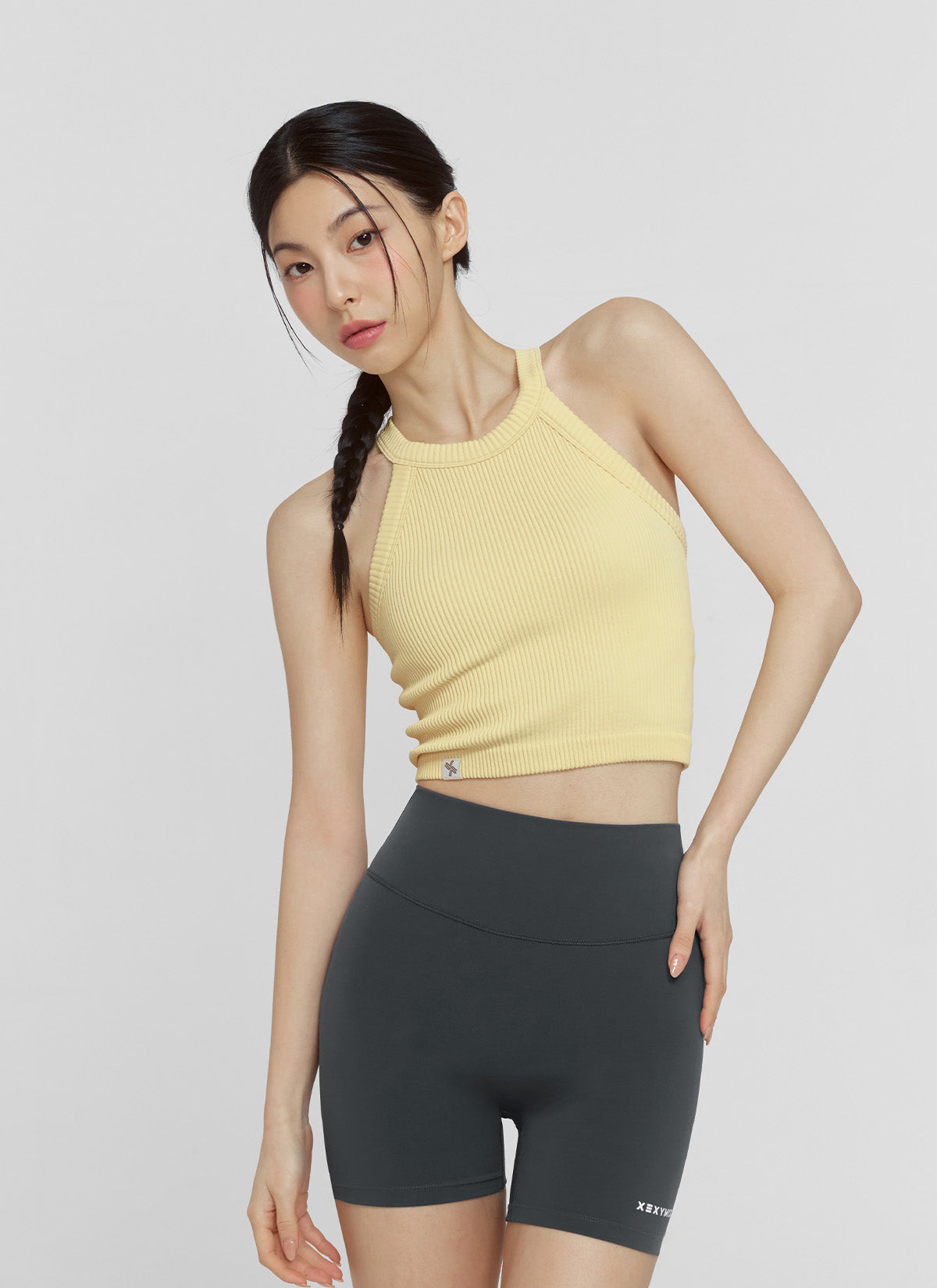 Ribbed Seamless Halter Neck Crop Top