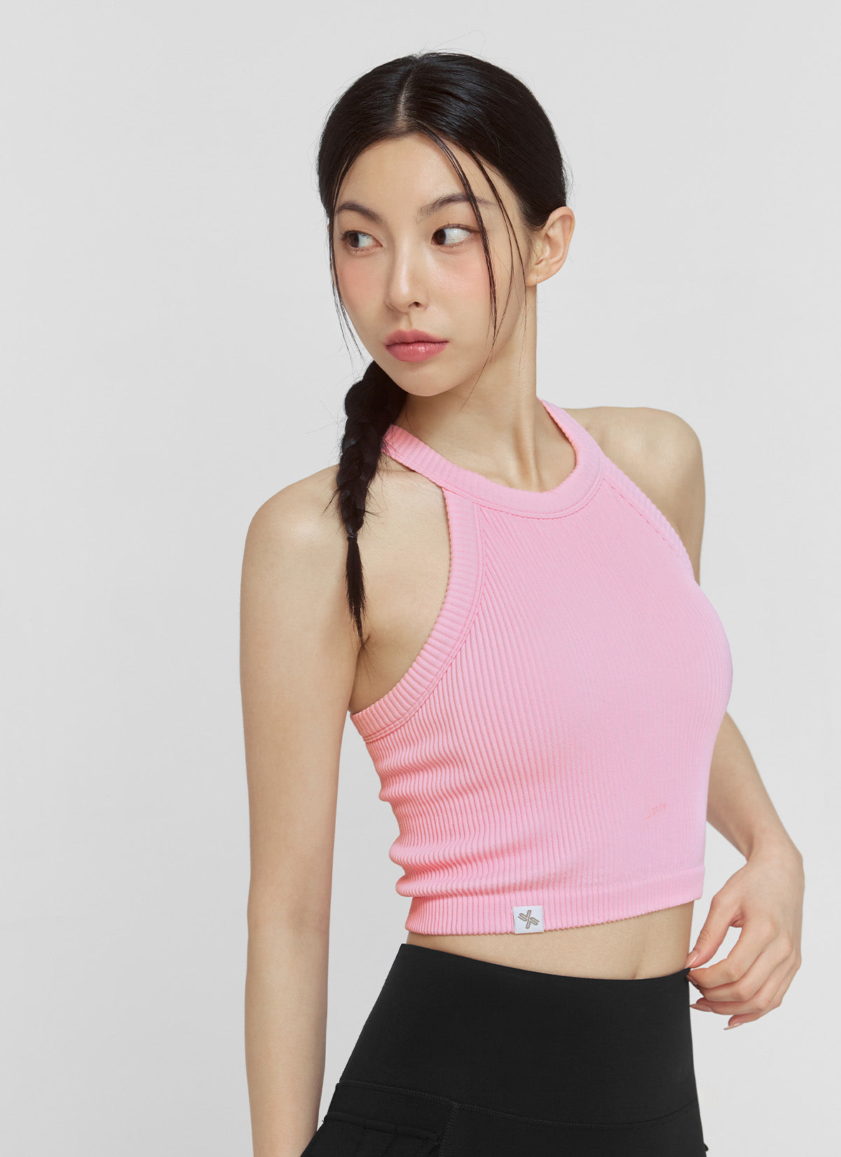 Ribbed Seamless Halter Neck Crop Top