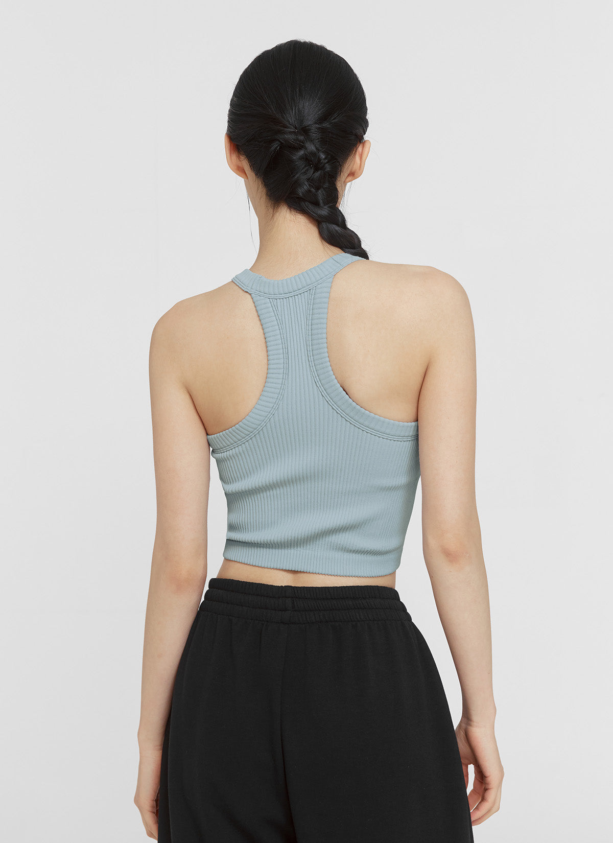 Ribbed Seamless Halter Neck Crop Top