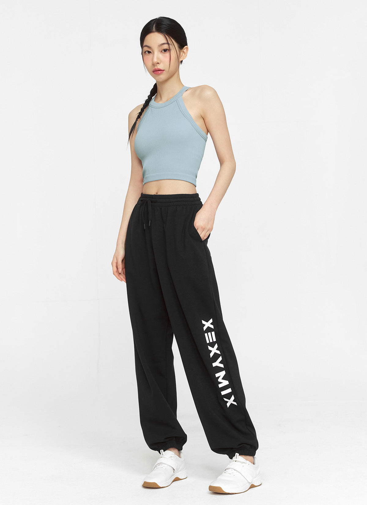 Ribbed Seamless Halter Neck Crop Top