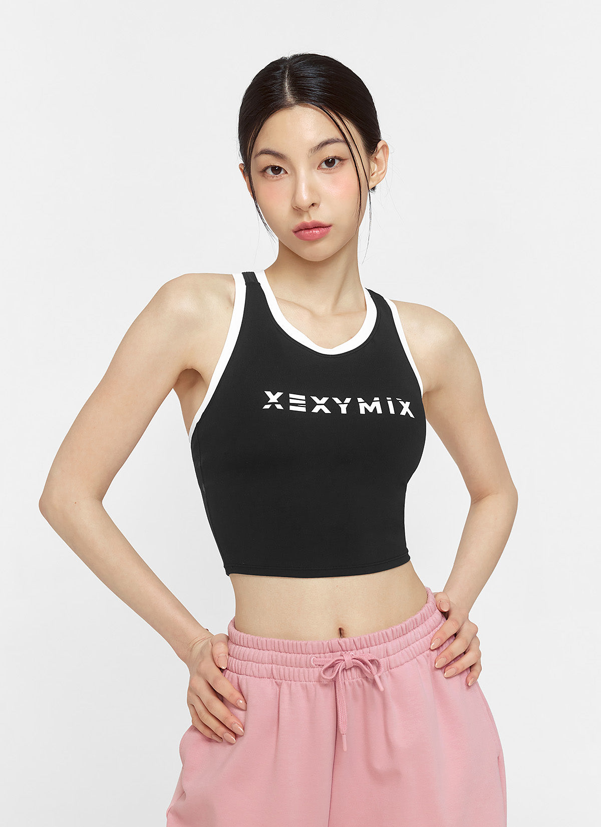 Sporty Logo Color Block Bra Top