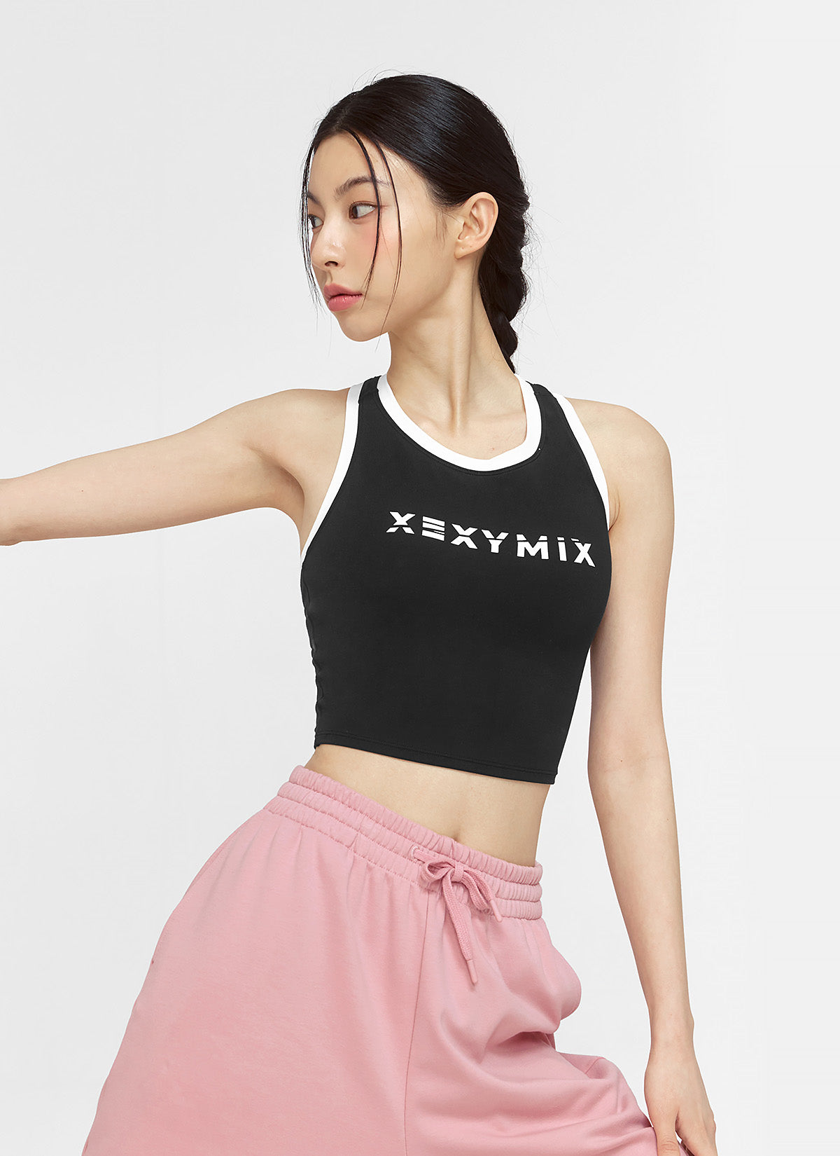 Sporty Logo Color Block Bra Top