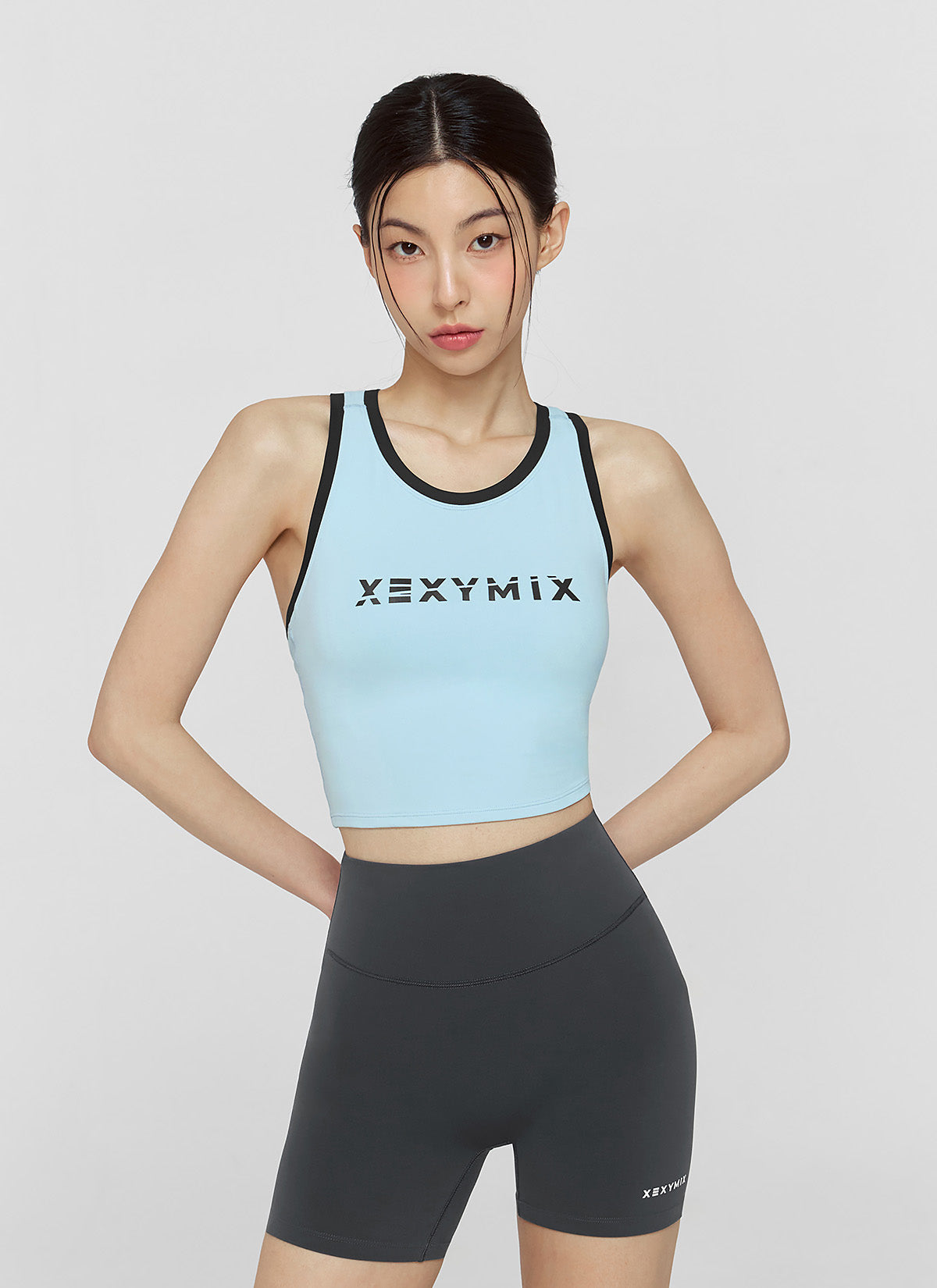 Sporty Logo Color Block Bra Top