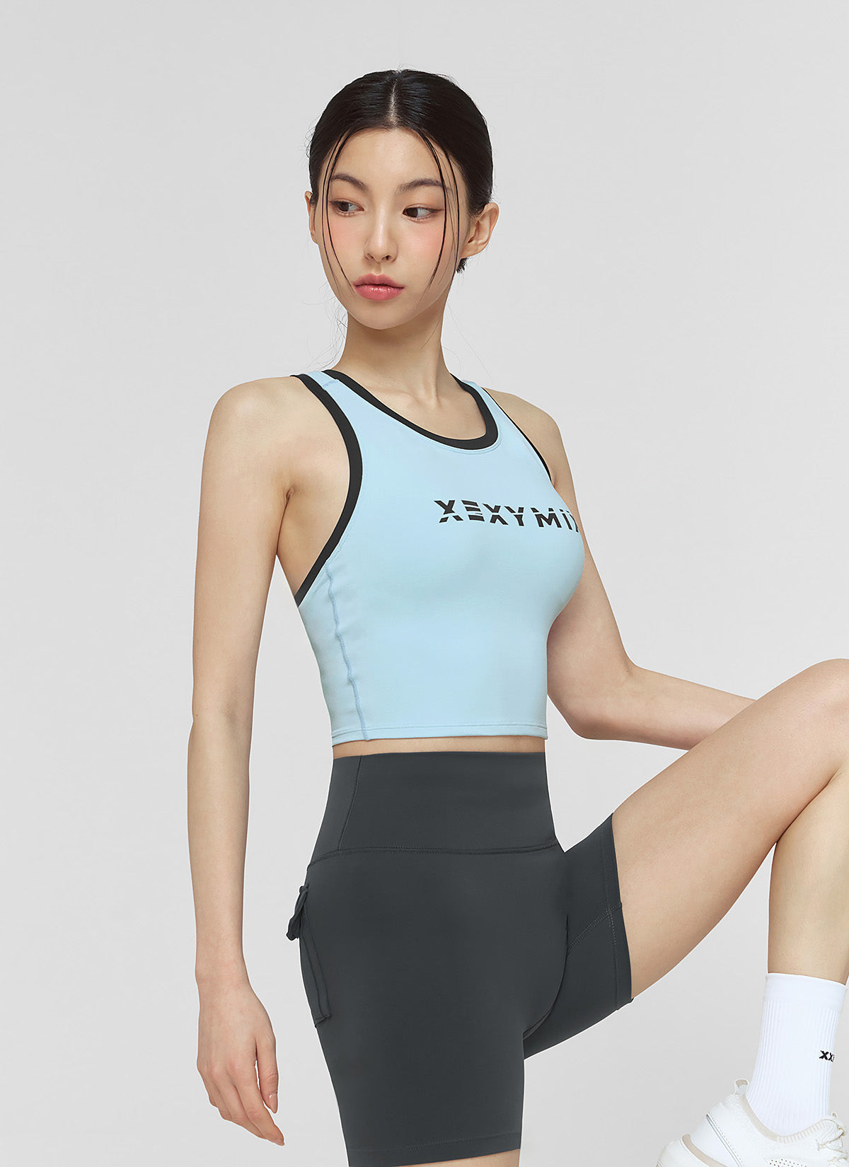 Sporty Logo Color Block Bra Top