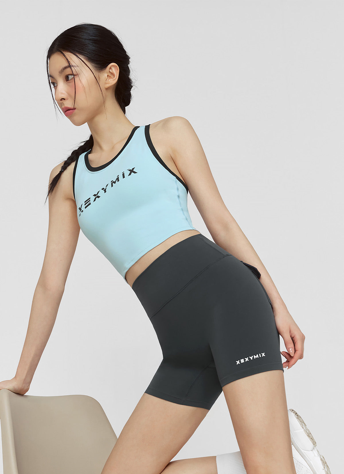 Sporty Logo Color Block Bra Top